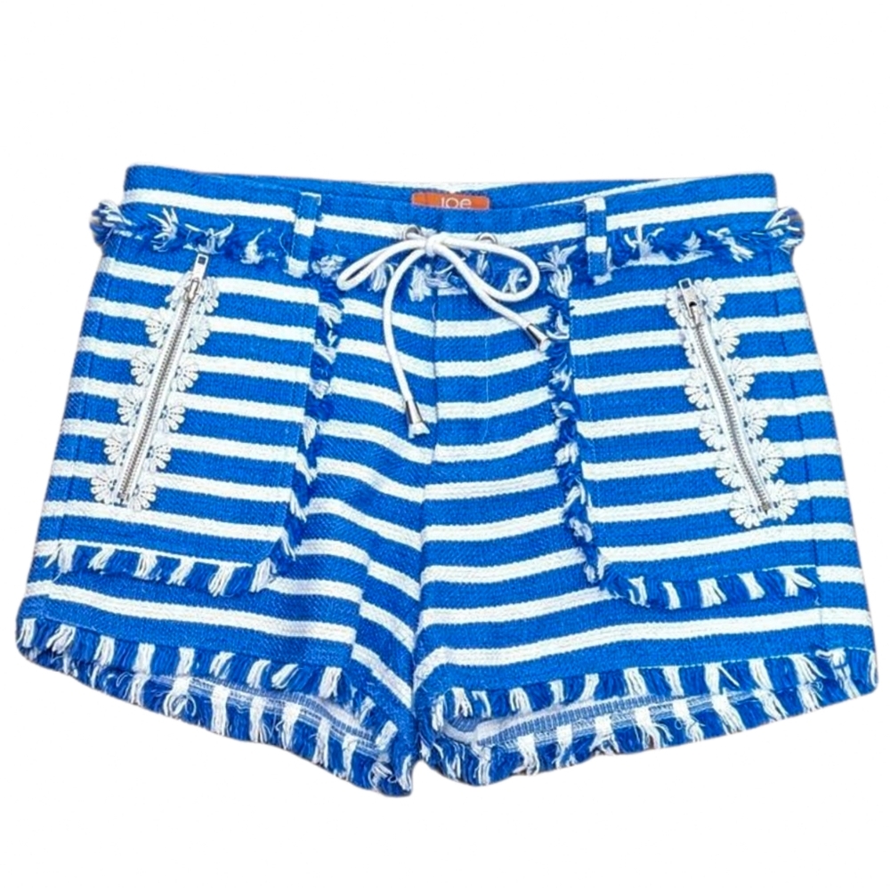 Joe Fresh Womens Striped Tweed Shorts Blue/ White